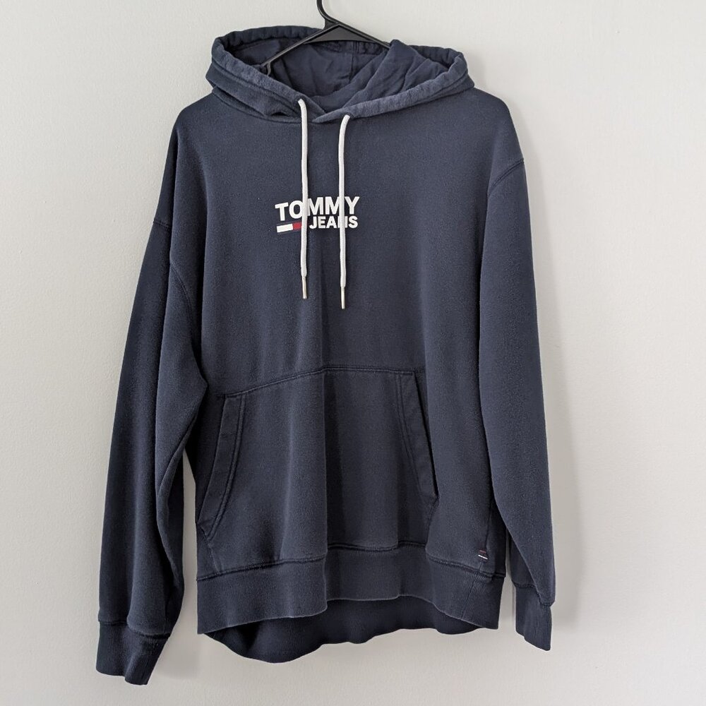 Tommy Jeans Hoodie – Navy Blue, Logo Front, Size L